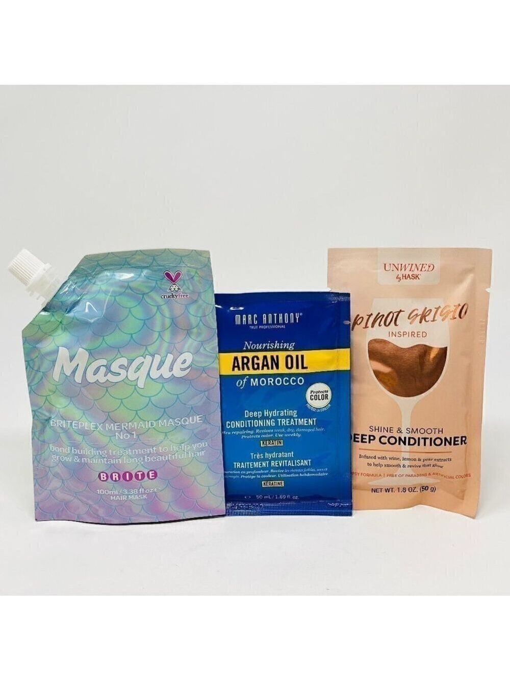 9pc- 3 Mermaid Hair Mask, 3 Hask Hair mask, 3 Mark Anthony Argan OIl Hair mask